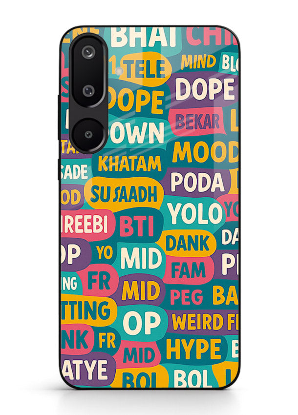 Mood Words Collage aesthetic typography artwork Samsung M16 5G glass back cover