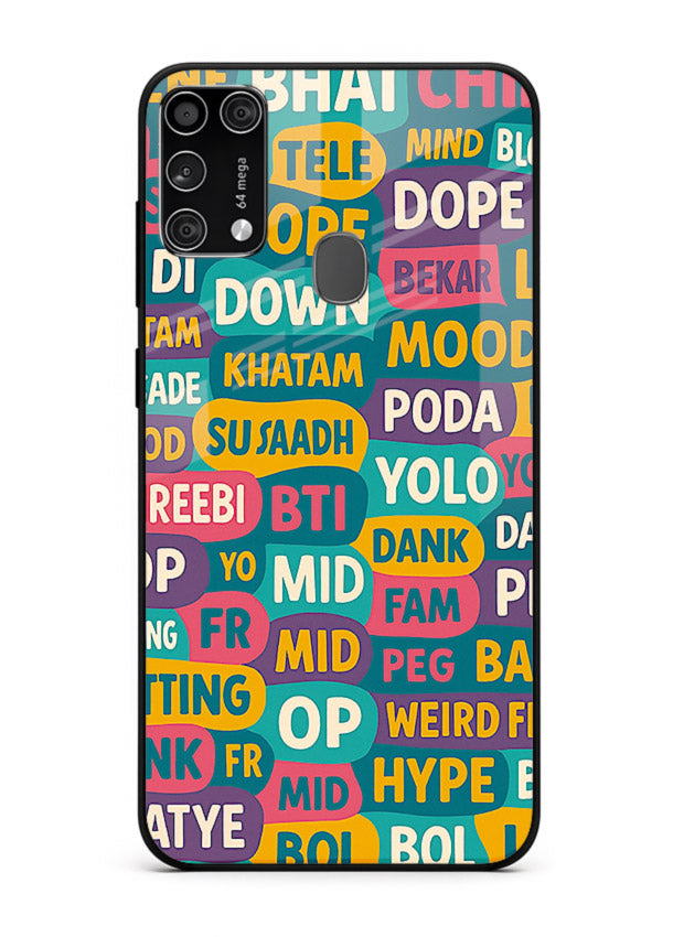 Mood Words Collage aesthetic typography artwork Samsung M31 Prime glass back cover