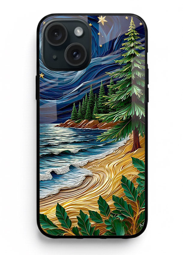 Moonlit Ocean Pines moonlit pine coast artwork iphone 15 plus glass back cover