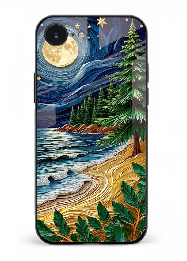Moonlit Ocean Pines moonlit pine coast artwork iphone 16e glass back cover