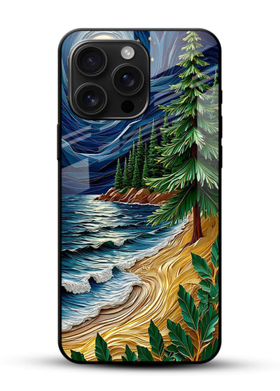 Moonlit Ocean Pines moonlit pine coast artwork glossy vibrant premium glass back cover - Angle Front