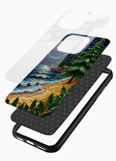 Moonlit Ocean Pines moonlit pine coast artwork glossy vibrant premium glass back cover - Angle Layers