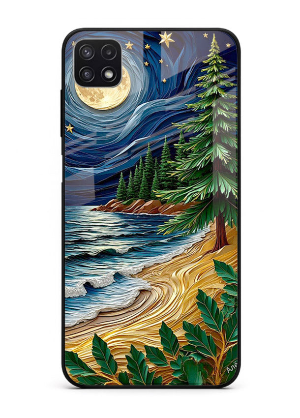 Moonlit Ocean Pines moonlit pine coast artwork Samsung A22 5G glass back cover