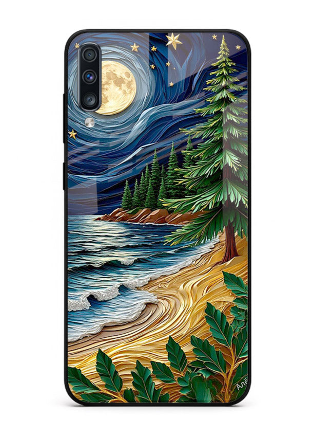 Moonlit Ocean Pines moonlit pine coast artwork Samsung A70 glass back cover