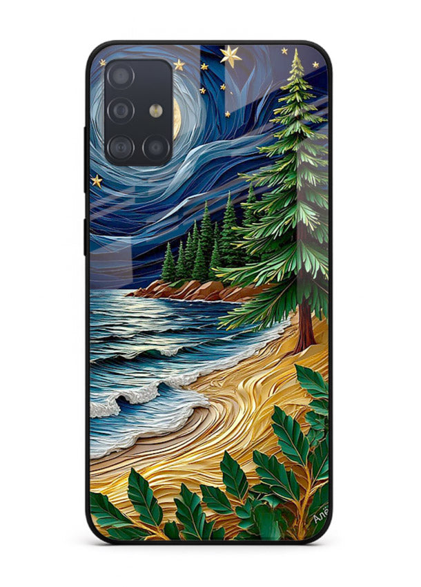 Moonlit Ocean Pines moonlit pine coast artwork Samsung A71 glass back cover