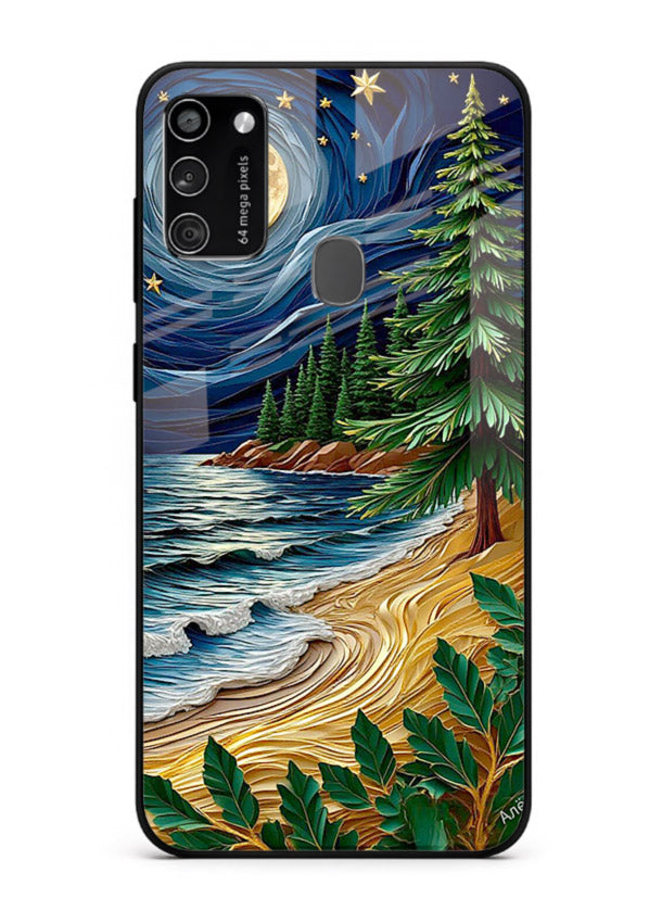 Moonlit Ocean Pines moonlit pine coast artwork Samsung M30s glass back cover