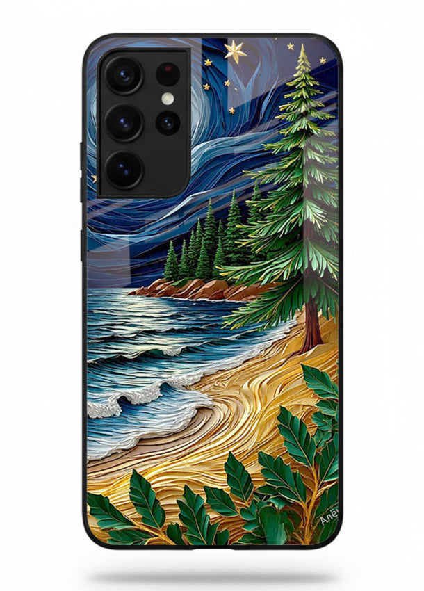 Moonlit Ocean Pines moonlit pine coast artwork Samsung S21 Ultra glass back cover