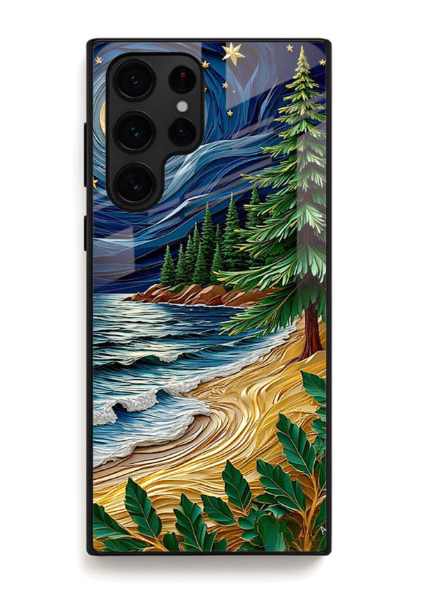 Moonlit Ocean Pines moonlit pine coast artwork Samsung S23 Ultra glass back cover