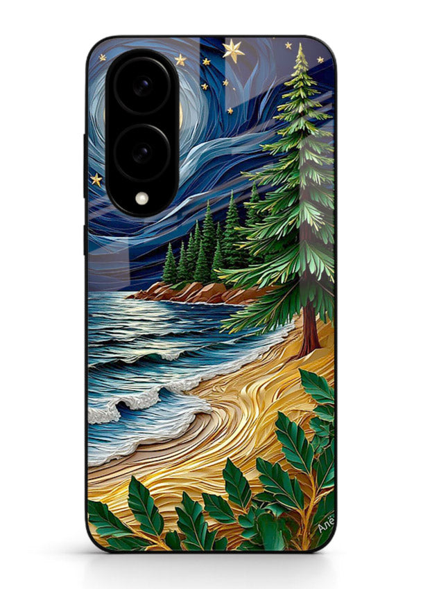 Moonlit Ocean Pines moonlit pine coast artwork Samsung S25 Edge glass back cover