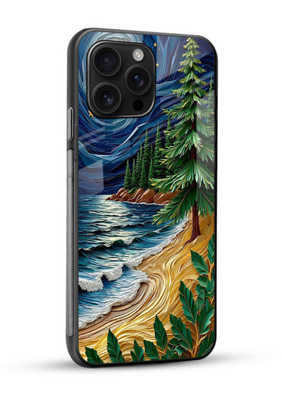 Moonlit Ocean Pines moonlit pine coast artwork glossy vibrant premium glass back cover - Angle Side