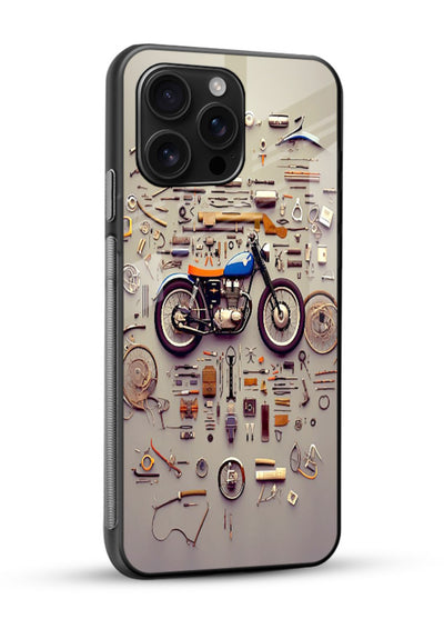 Exploded motorcycle parts arranged in detailed artistic layout - 2