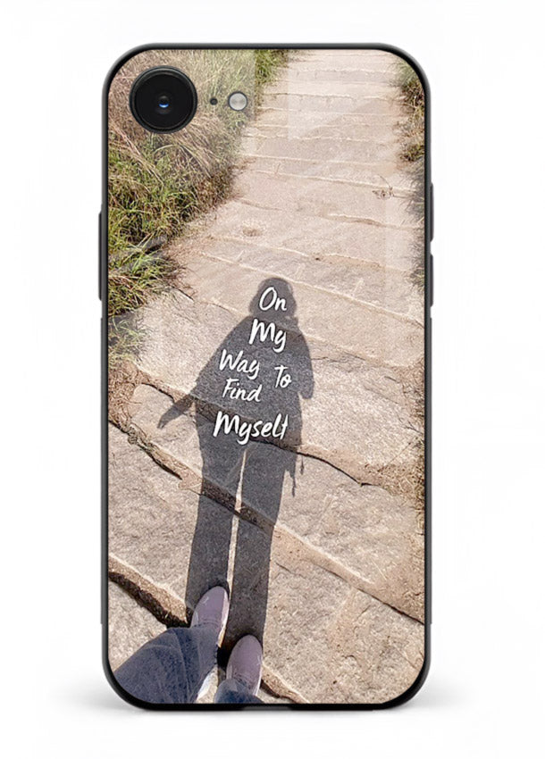 Mountain Path Motivation hiking trail artwork iphone 16e glass back cover
