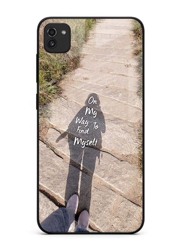 Mountain Path Motivation hiking trail artwork Samsung A03 glass back cover
