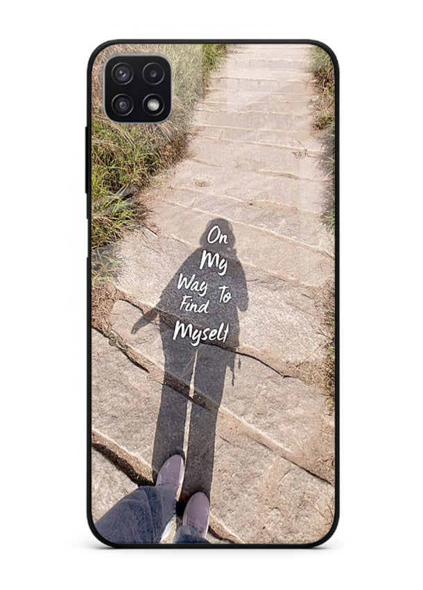 Mountain Path Motivation hiking trail artwork Samsung A22 5G glass back cover