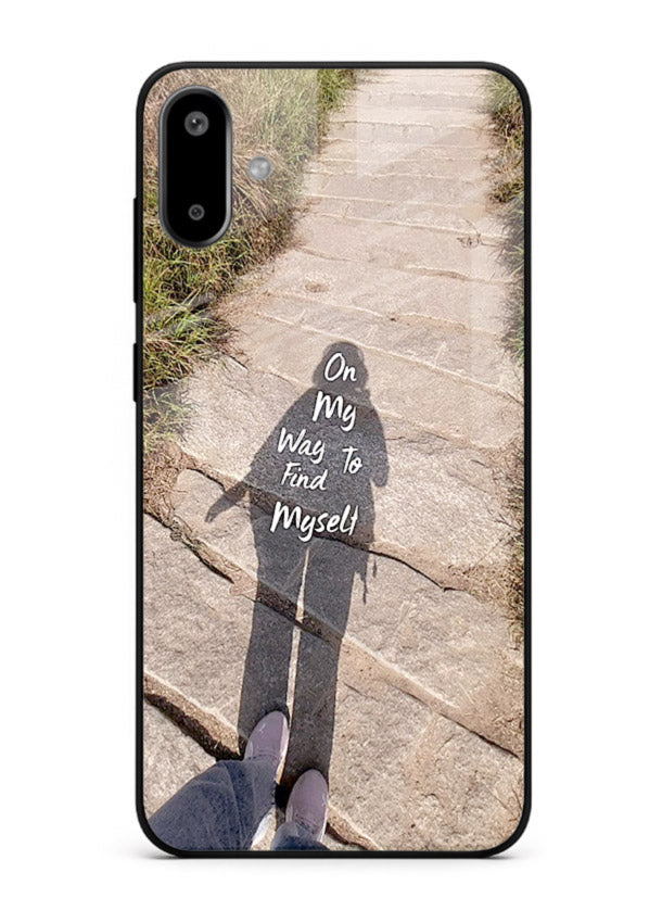 Mountain Path Motivation hiking trail artwork Samsung F06 5G glass back cover