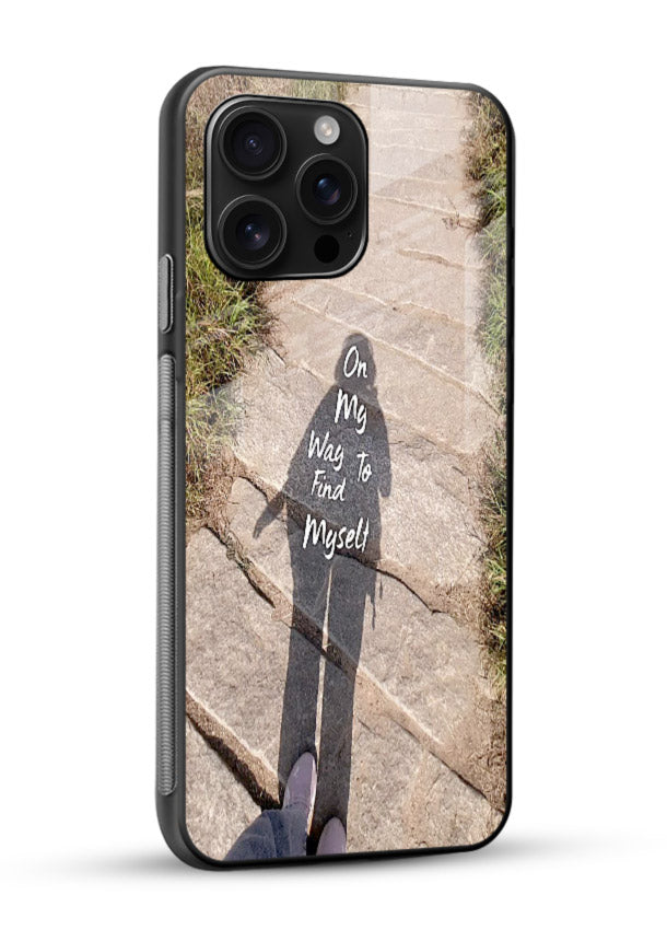 Mountain Path Motivation hiking trail artwork glossy vibrant premium glass back cover - Angle Side