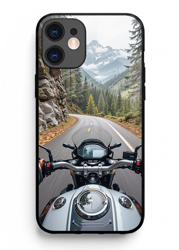 Mountain road ride perspective printed on tempered glass iPhone 11 back cover