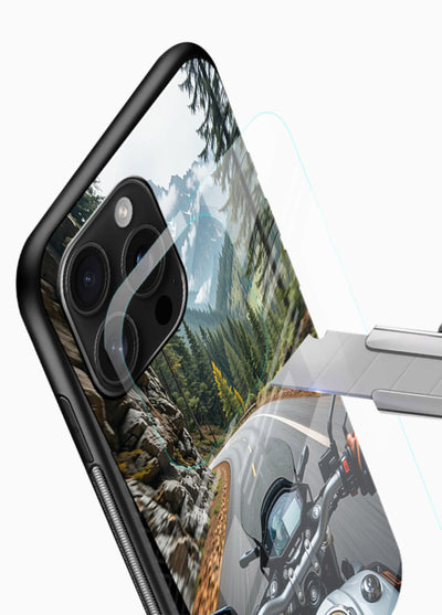 Mountain road ride perspective printed on tempered glass mobile cover - 4