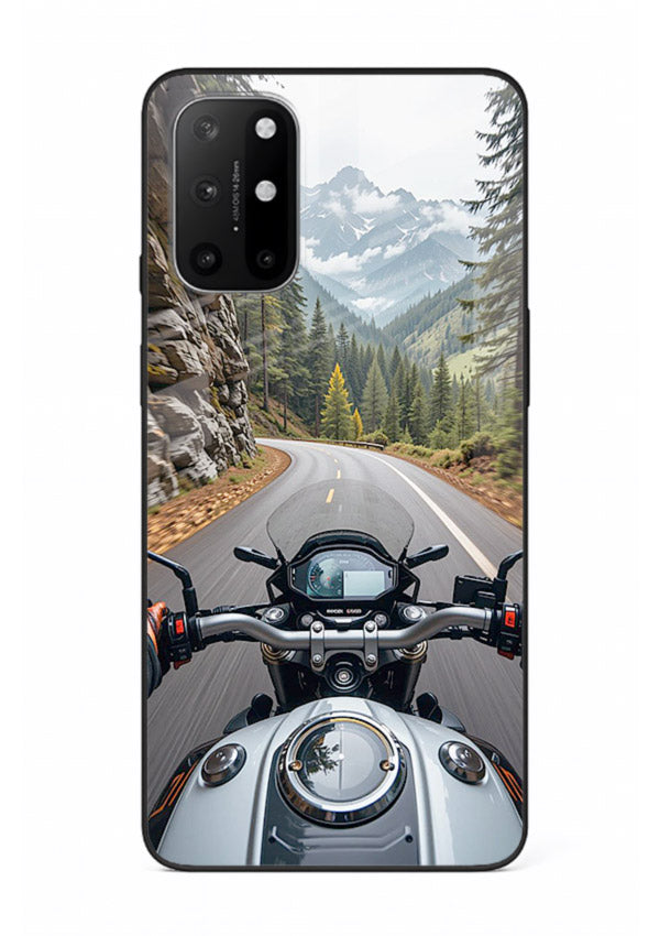 Mountain road ride perspective printed on tempered glass OnePlus 8T back cover