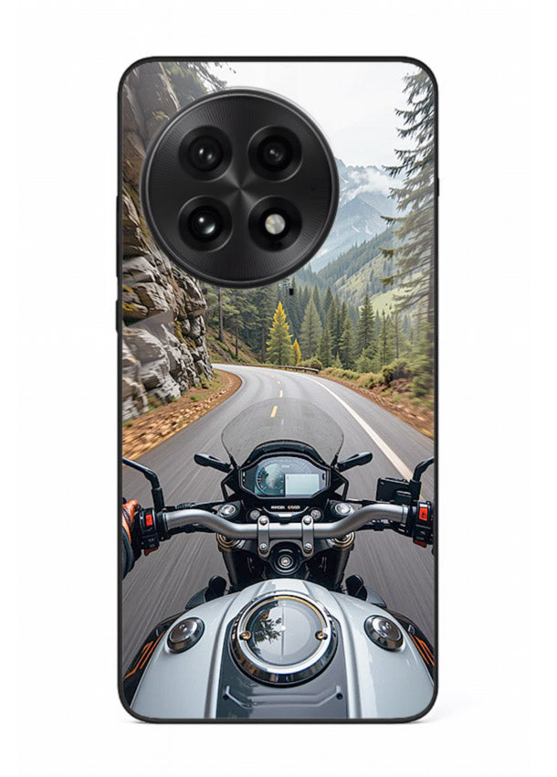 Mountain road ride perspective printed on tempered glass OnePlus 13 back cover