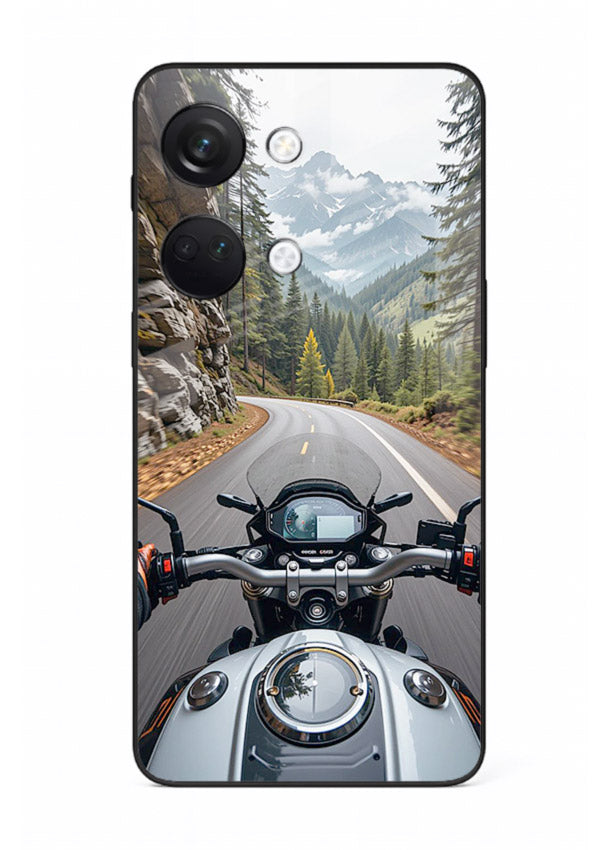 Mountain road ride perspective printed on tempered glass OnePlus Nord 3 back cover