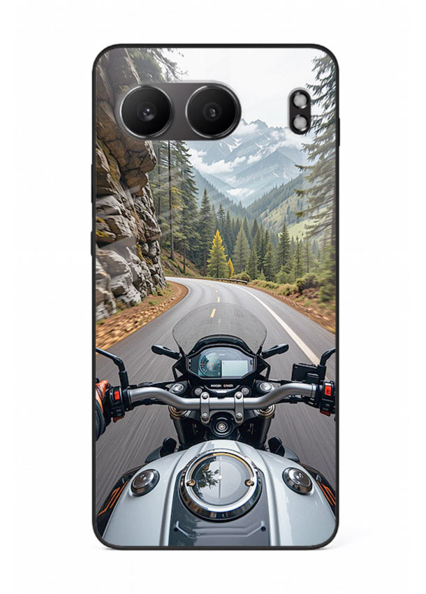 Mountain road ride perspective printed on tempered glass OnePlus Nord 4 back cover
