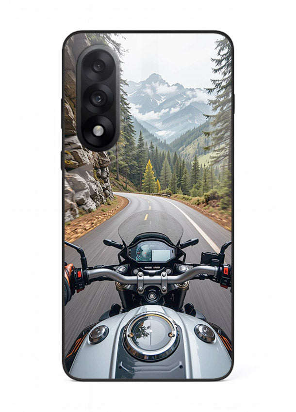 Mountain road ride perspective printed on tempered glass OnePlus Nord 5 back cover