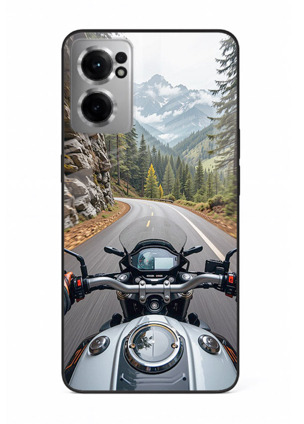 Mountain road ride perspective printed on tempered glass OnePlus Nord CE2 5G back cover