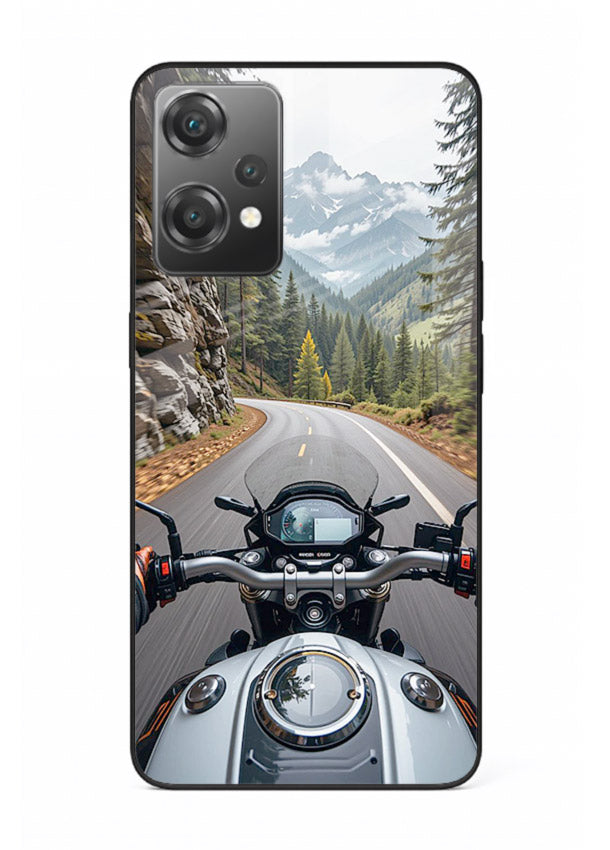 Mountain road ride perspective printed on tempered glass OnePlus Nord CE2 Lite 5G back cover