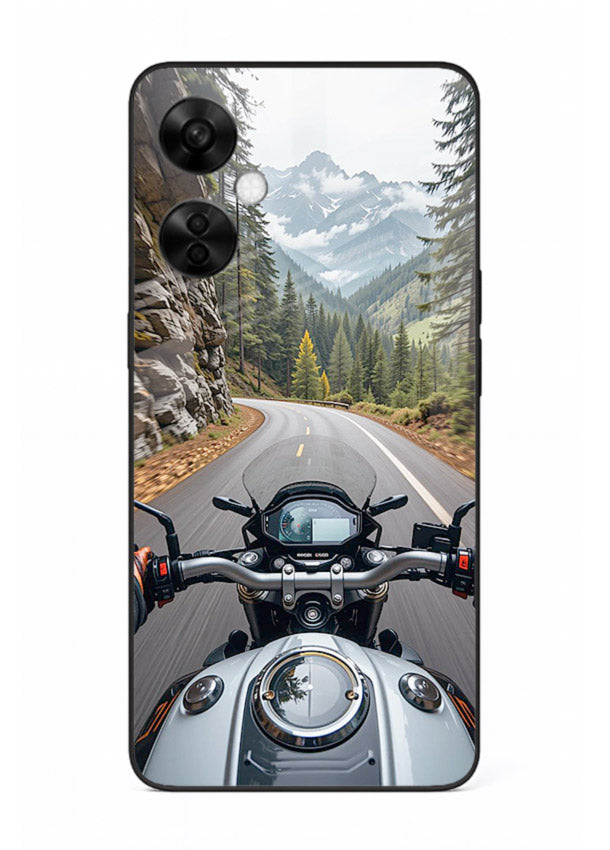 Mountain road ride perspective printed on tempered glass OnePlus Nord CE3 Lite back cover