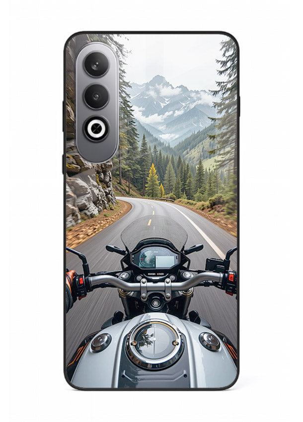 Mountain road ride perspective printed on tempered glass OnePlus Nord CE4 back cover