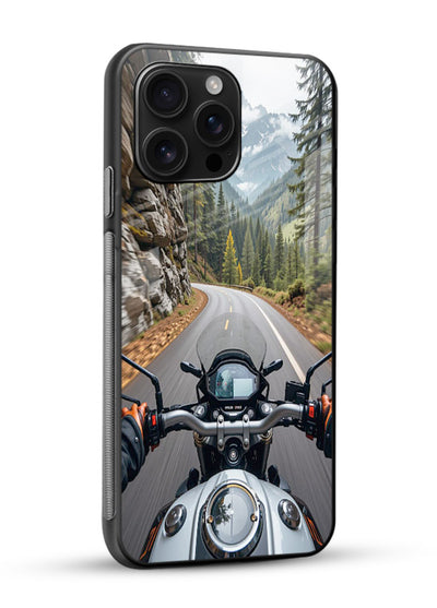 Mountain road ride perspective printed on tempered glass mobile cover - 2