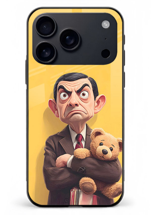 mr bean attitude cartoon art iphone 17 pro max glass cover funny retro character case