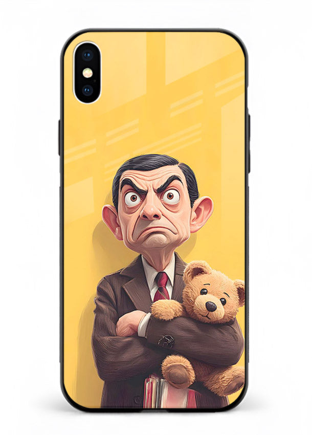 mr bean attitude cartoon art iphone xs max glass cover funny retro character case