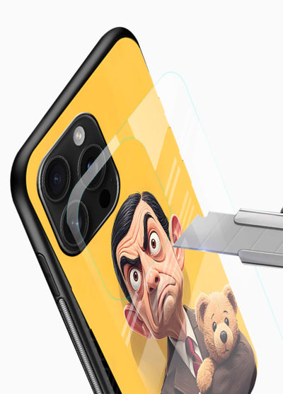 mr bean attitude cartoon art glossy vibrant premium glass cover funny retro character case - Angle Blade