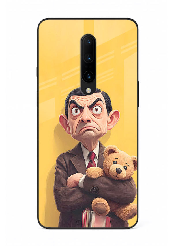 mr bean attitude cartoon art OnePlus 7 Pro glass cover funny retro character case