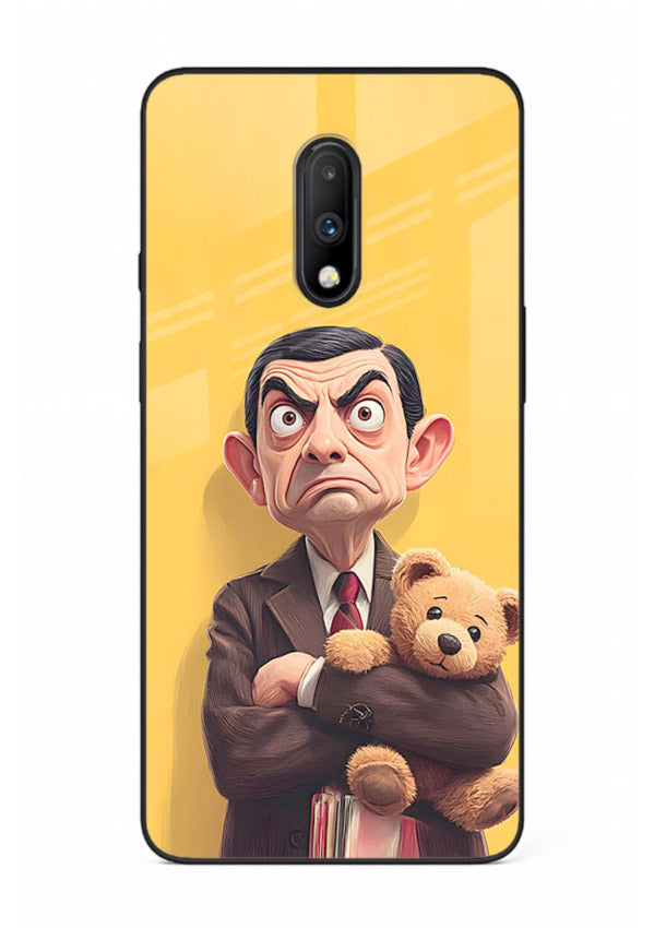 mr bean attitude cartoon art OnePlus 7 glass cover funny retro character case