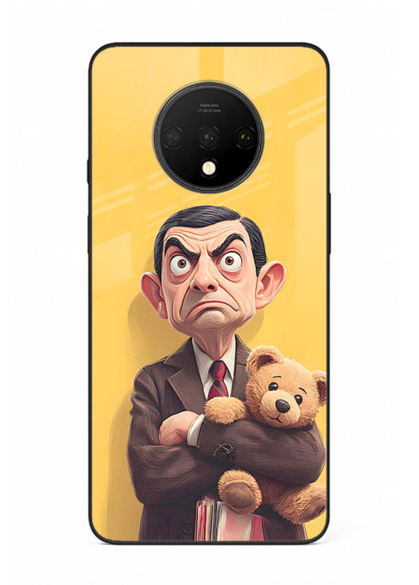 mr bean attitude cartoon art OnePlus 7T glass cover funny retro character case