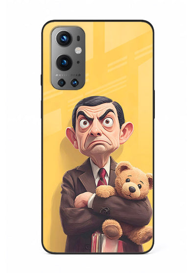 mr bean attitude cartoon art OnePlus 9 glass cover funny retro character case