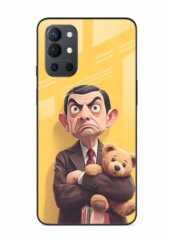 mr bean attitude cartoon art OnePlus 9R glass cover funny retro character case
