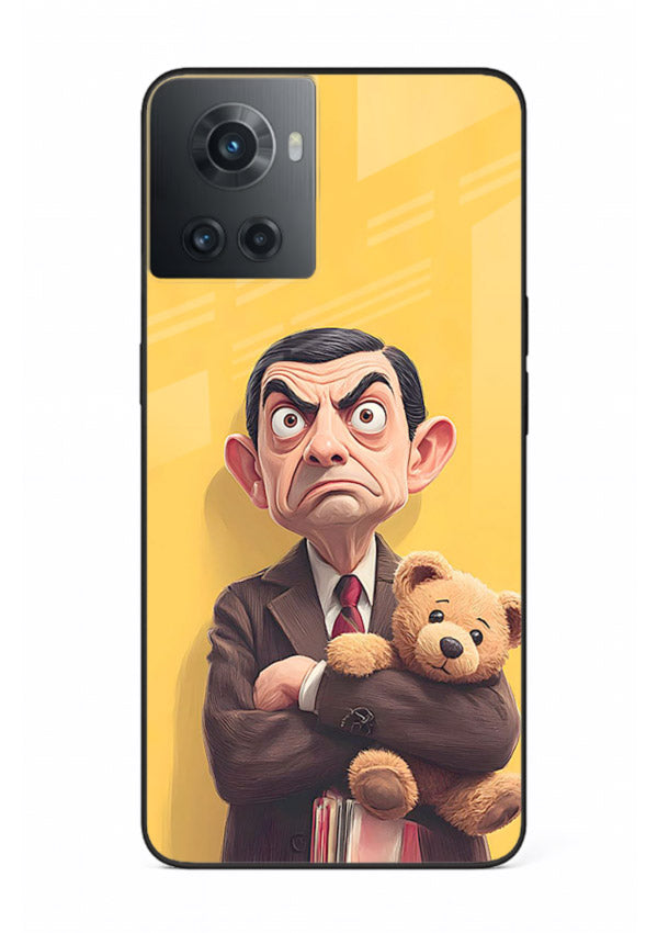 mr bean attitude cartoon art OnePlus 10R glass cover funny retro character case