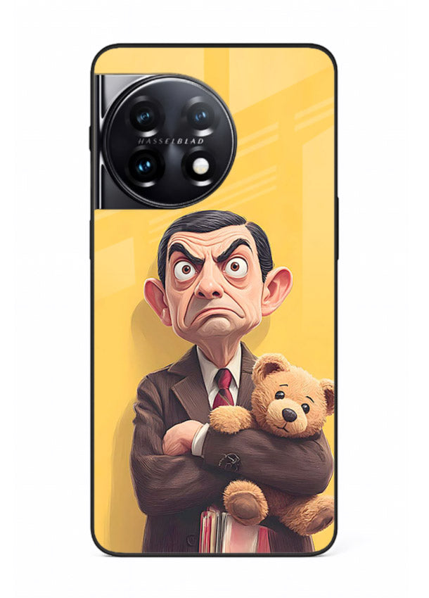 mr bean attitude cartoon art OnePlus 11R glass cover funny retro character case