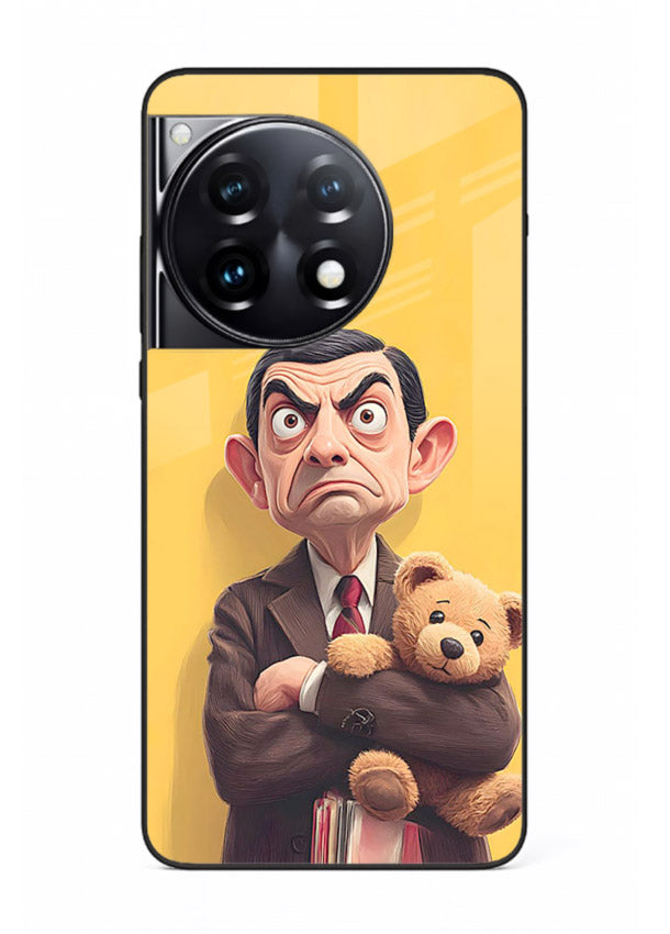 mr bean attitude cartoon art OnePlus 12R glass cover funny retro character case