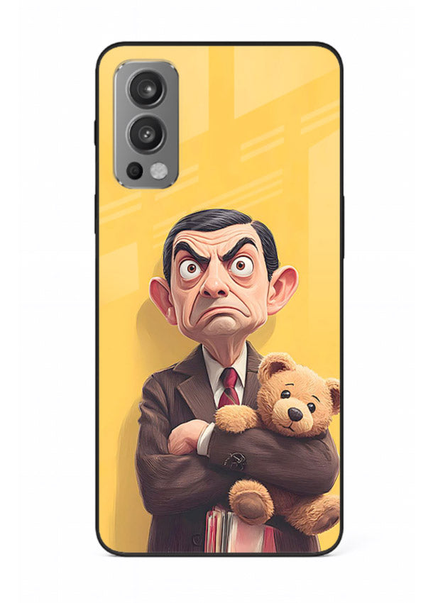 mr bean attitude cartoon art OnePlus Nord 2 glass cover funny retro character case
