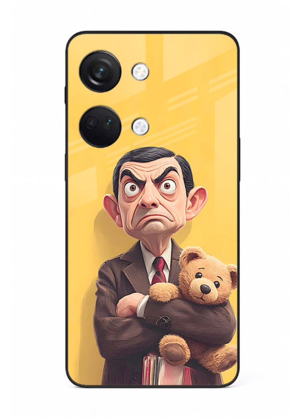 mr bean attitude cartoon art OnePlus Nord 3 glass cover funny retro character case