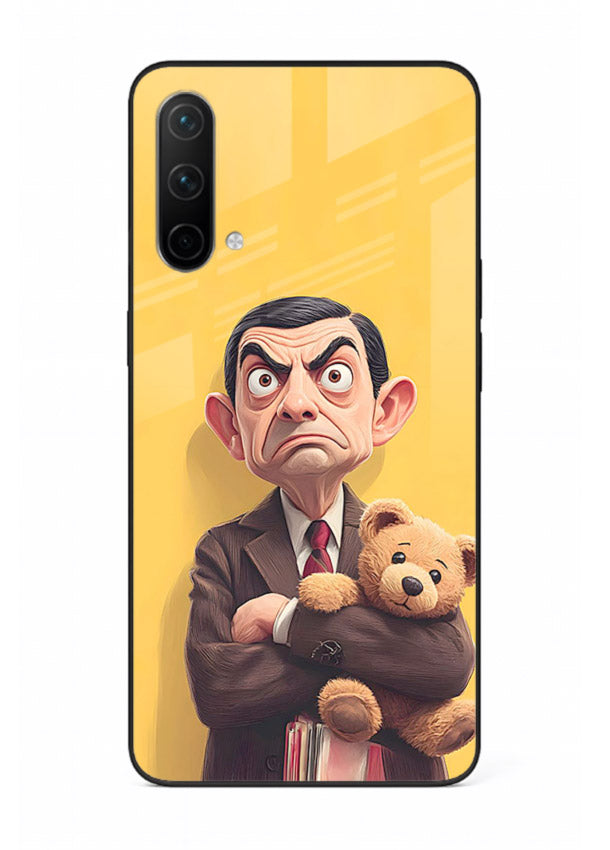mr bean attitude cartoon art OnePlus Nord CE 5G glass cover funny retro character case