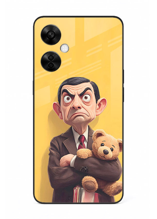 mr bean attitude cartoon art OnePlus Nord CE3 Lite glass cover funny retro character case