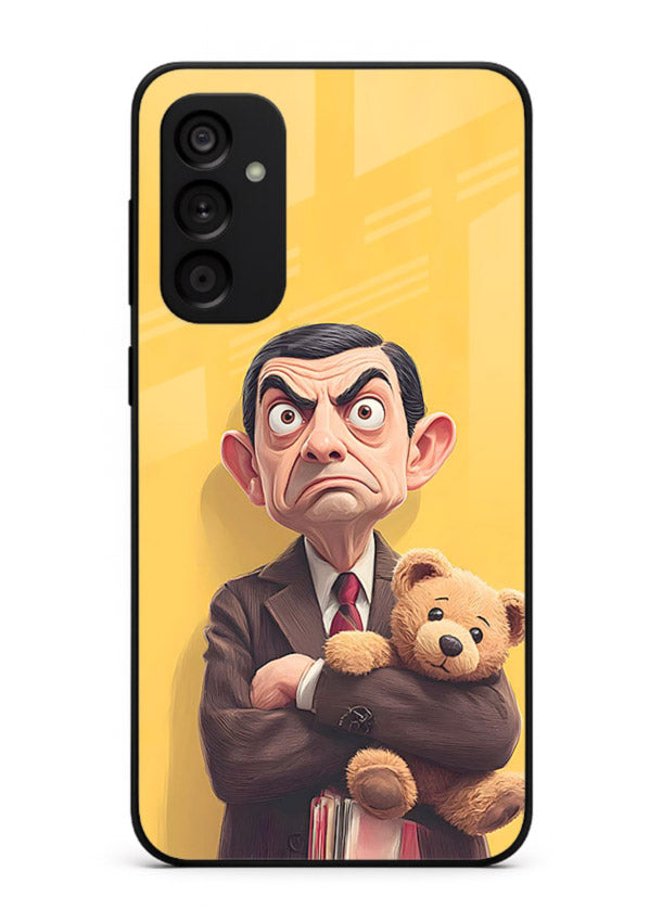 mr bean attitude cartoon art Samsung M15 5G glass cover funny retro character case