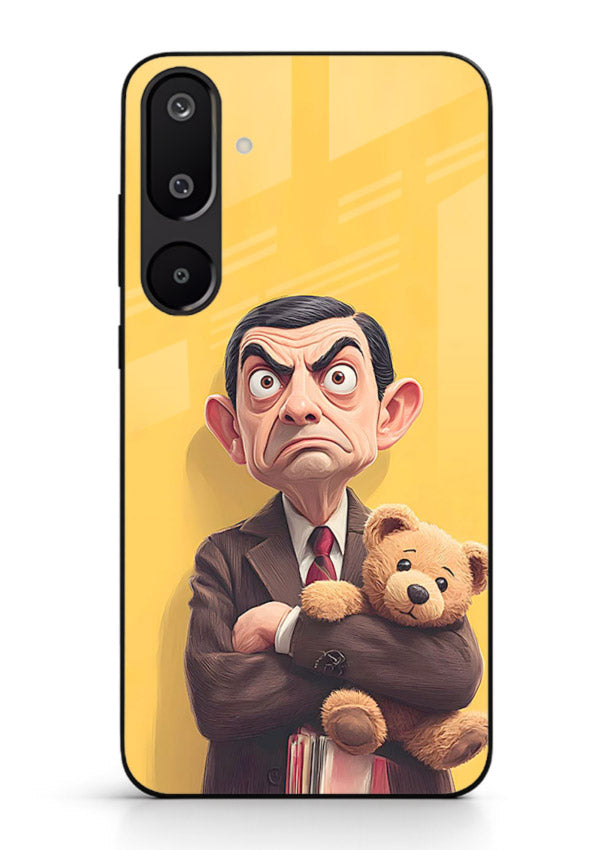 mr bean attitude cartoon art Samsung M16 5G glass cover funny retro character case
