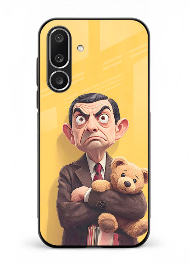 mr bean attitude cartoon art Samsung M36 5G glass cover funny retro character case